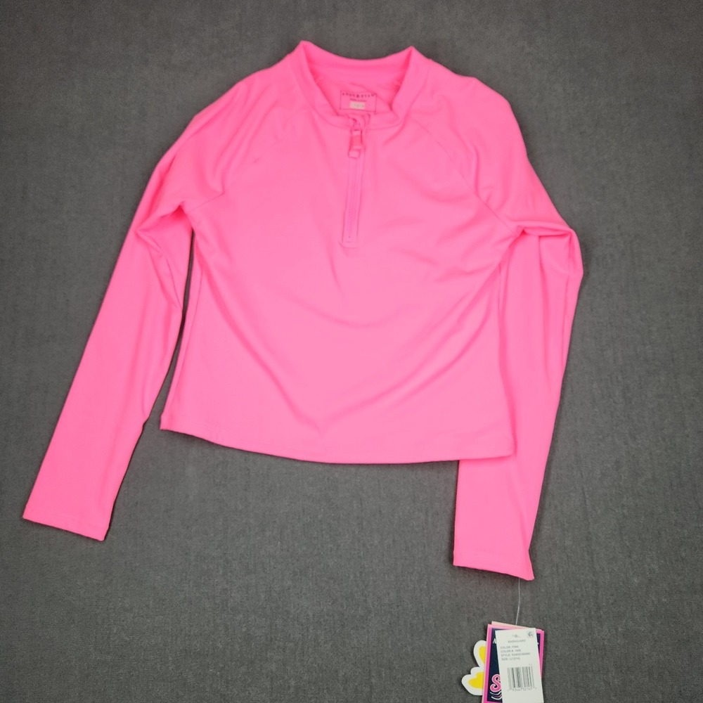 Andy & Evan Rashguard Girls Size 12/14 Large Pink 50+ Long‎ Sleeve New